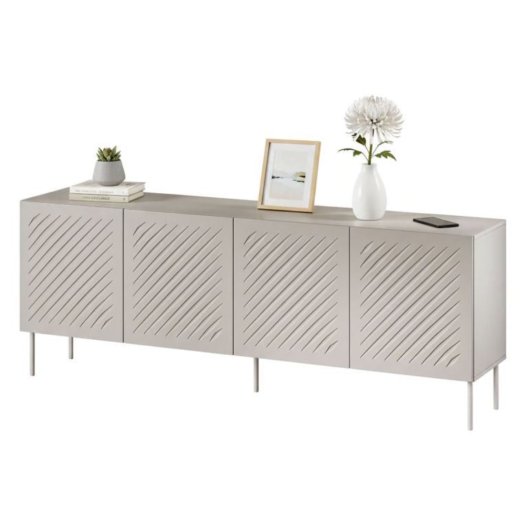 Credenza Beige 2 Ripiani 6 Vani 200.5x42x75h cm, 4 Ante - Carema