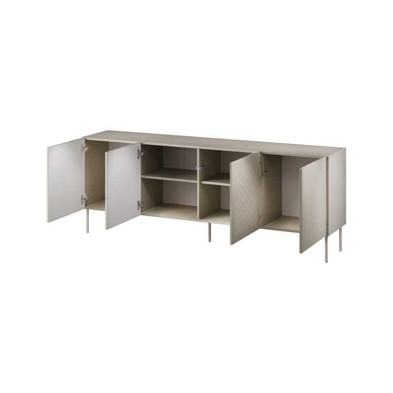 Credenza Beige 2 Ripiani 6 Vani 200.5x42x75h cm, 4 Ante - Carema