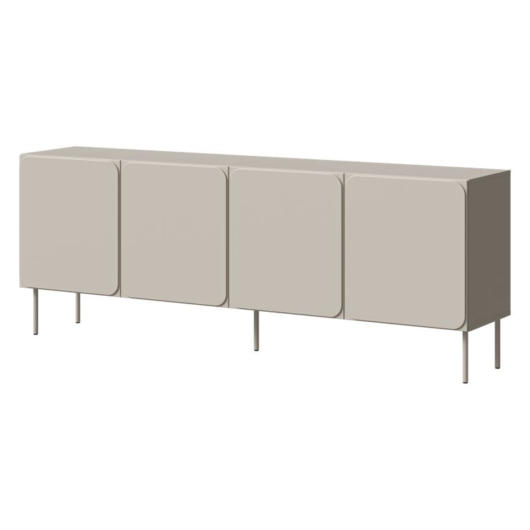 Credenza Beige 2 Ripiani Apertura Battente 200x42x75h cm, 4 Ante - Canino