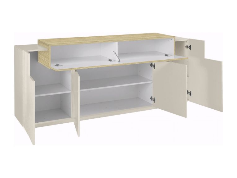 Credenza Beige 3 Ripiani Apertura Battente, a Ribalta 200x45x85.5h cm, 5 Ante - Pulfero