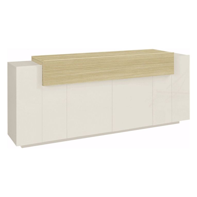 Credenza Beige 3 Ripiani Apertura Battente, a Ribalta 200x45x85.5h cm, 5 Ante - Pulfero