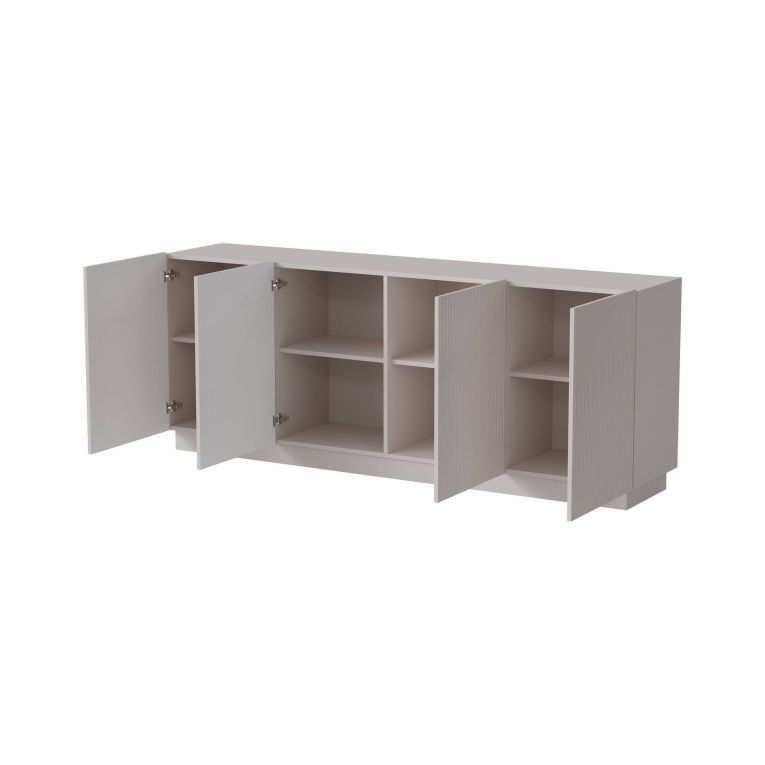 Credenza Beige 4 Ripiani 4 Ante 200x40x78h cm, 8 Vani - Masainas