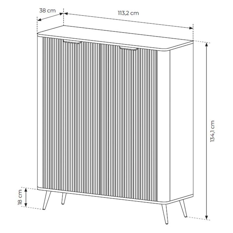 Credenza Beige 4 Ripiani Apertura Battente 113x38x134h cm, 2 Ante - Nerrio