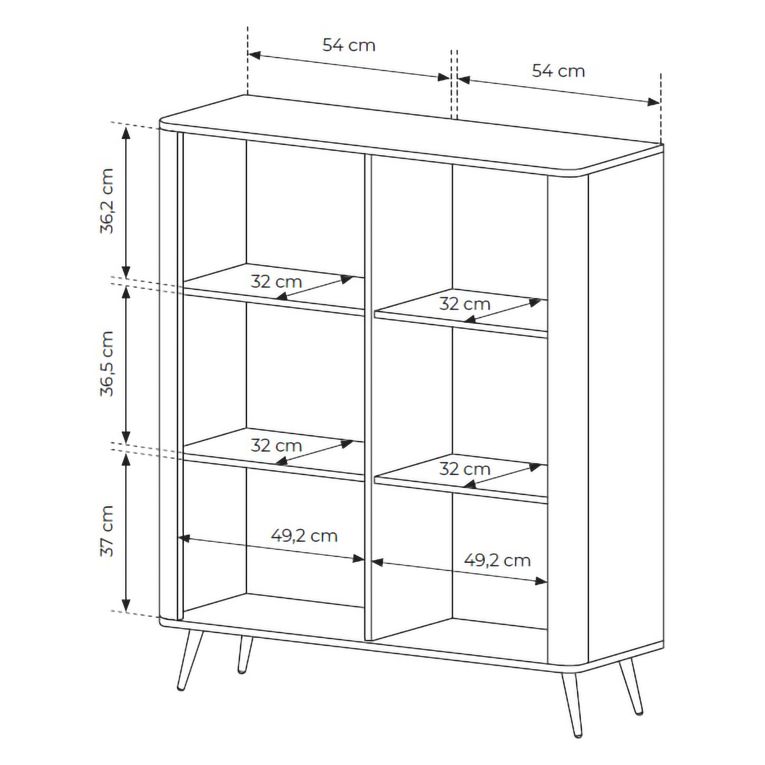 Credenza Beige 4 Ripiani Apertura Battente 113x38x134h cm, 2 Ante - Nerrio
