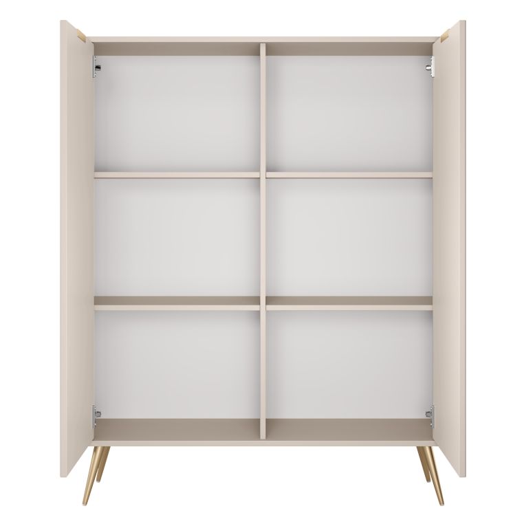 Credenza Beige 4 Ripiani Apertura Battente 113x38x134h cm, 2 Ante - Nerrio