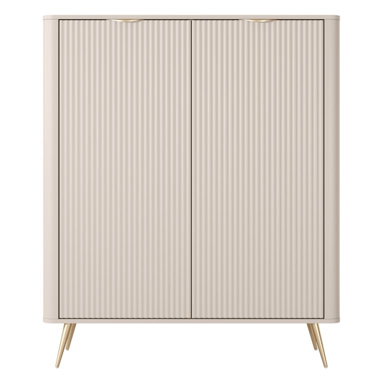 Credenza Beige 4 Ripiani Apertura Battente 113x38x134h cm, 2 Ante - Nerrio