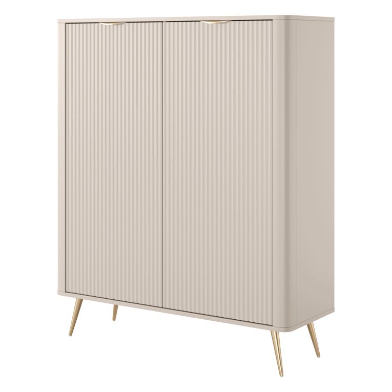Credenza Beige 4 Ripiani Apertura Battente 113x38x134h cm, 2 Ante - Nerrio
