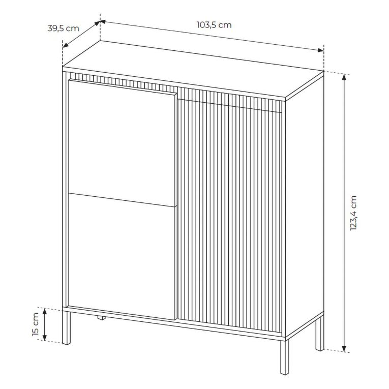Credenza Beige 5 Ripiani Apertura Battente 104x40x123h cm, 3 Ante - Hatolaro