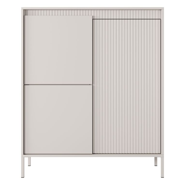 Credenza Beige 5 Ripiani Apertura Battente 104x40x123h cm, 3 Ante - Hatolaro