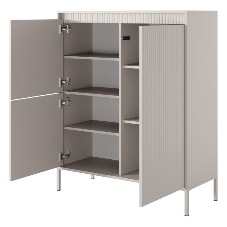 Credenza Beige 5 Ripiani Apertura Battente 104x40x123h cm, 3 Ante - Hatolaro