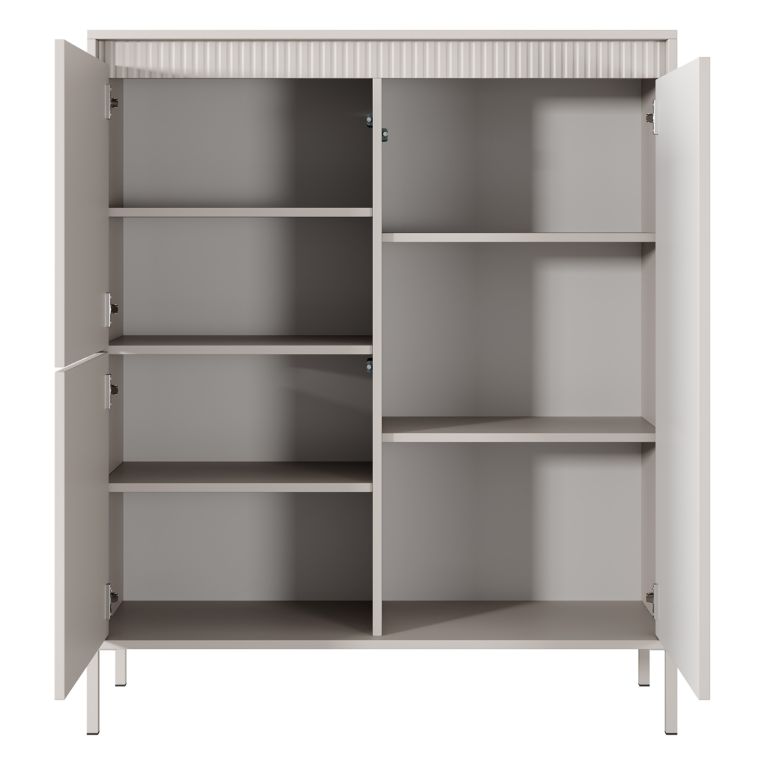 Credenza Beige 5 Ripiani Apertura Battente 104x40x123h cm, 3 Ante - Hatolaro