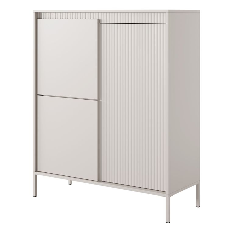 Credenza Beige 5 Ripiani Apertura Battente 104x40x123h cm, 3 Ante - Hatolaro