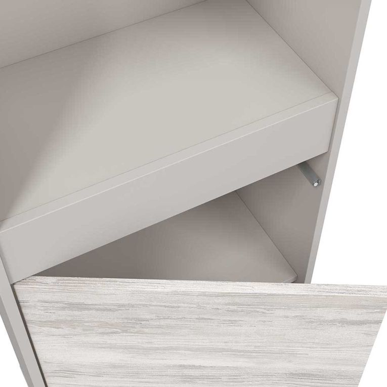 Credenza Beige Bianco Anticato Cassetti 3 Ripiani 49x28x174h cm, Apertura Push Pull - Spineda