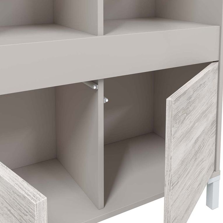 Credenza Beige Bianco Cassetti 3 Ripiani 78x33x134h cm, Apertura Push Pull - Mezzate