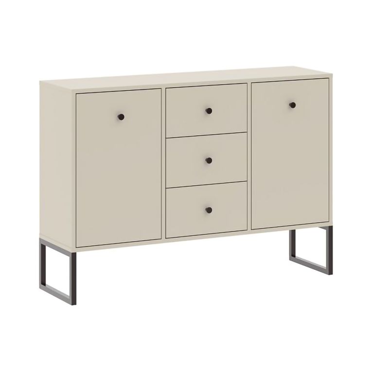 Credenza Beige Cashmere 3 Cassetti 2 Ripiani 115x33x82h cm, Apertura Battente, Scorrevole - Lerelova