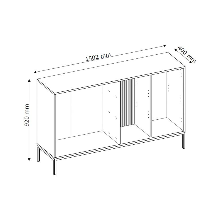 Credenza Beige Cashmere 3 Cassetti 3 Ripiani 150x40x92h cm, 5 Vani - Leriti