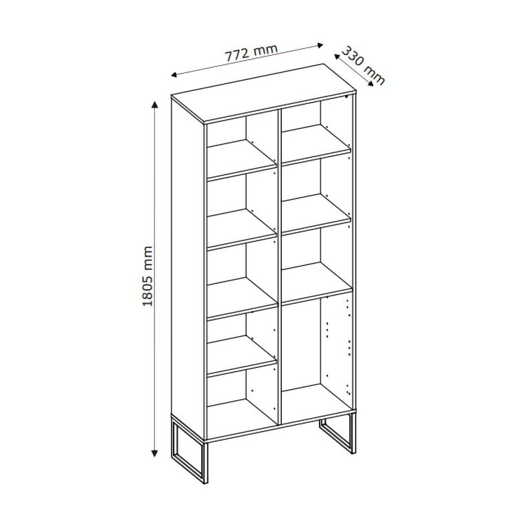 Credenza Beige Cashmere 3 Cassetti 5 Ripiani 77x33x180h cm, Apertura Battente, Scorrevole - Lerena