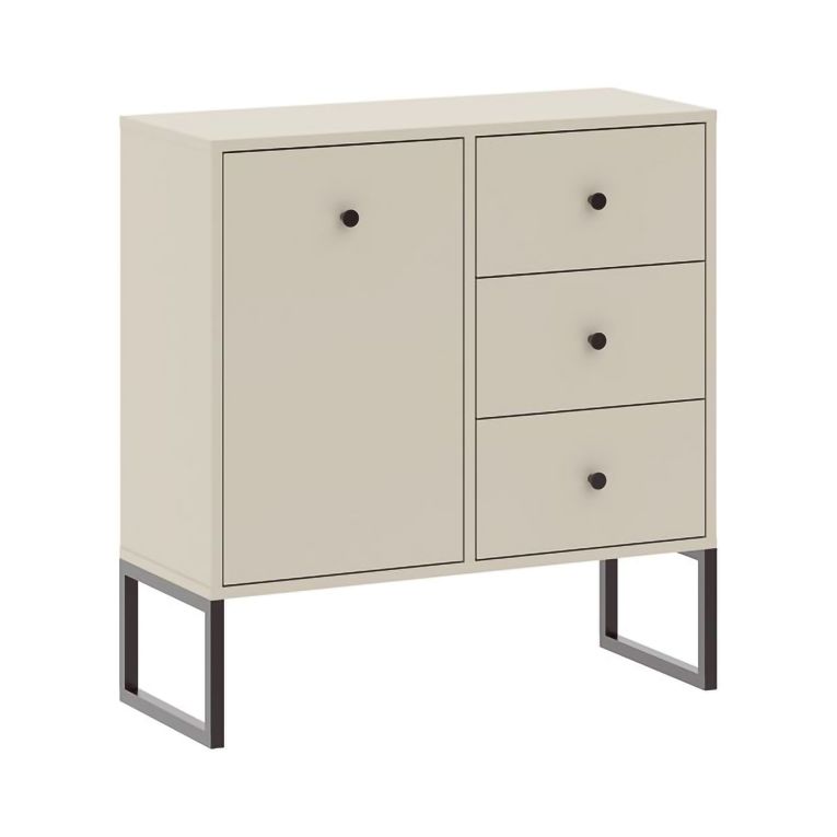 Credenza Beige Cashmere 3 Cassetti un Ripiano 77x33x82h cm, Apertura Battente, Scorrevole - Leranoro