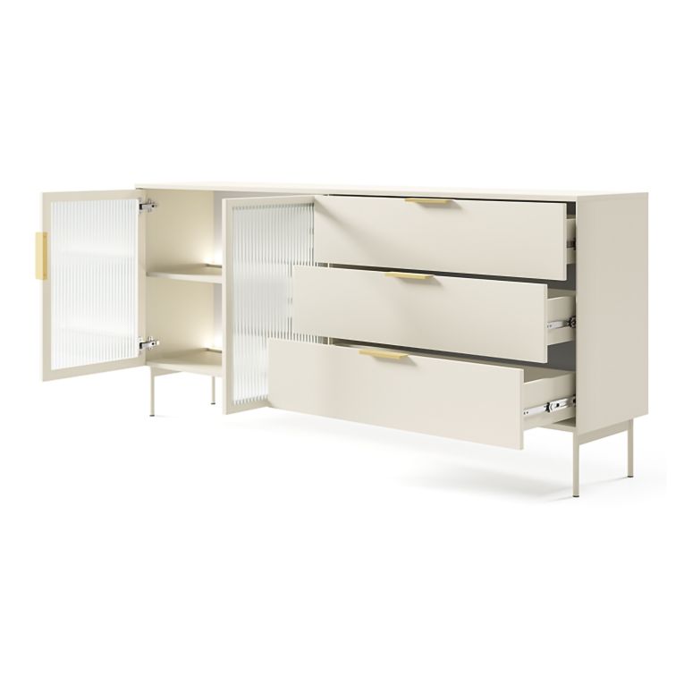 Credenza Beige Cashmere oro un Ripiano 3 Cassetti 181x39x83h cm, 2 Ante - Hara