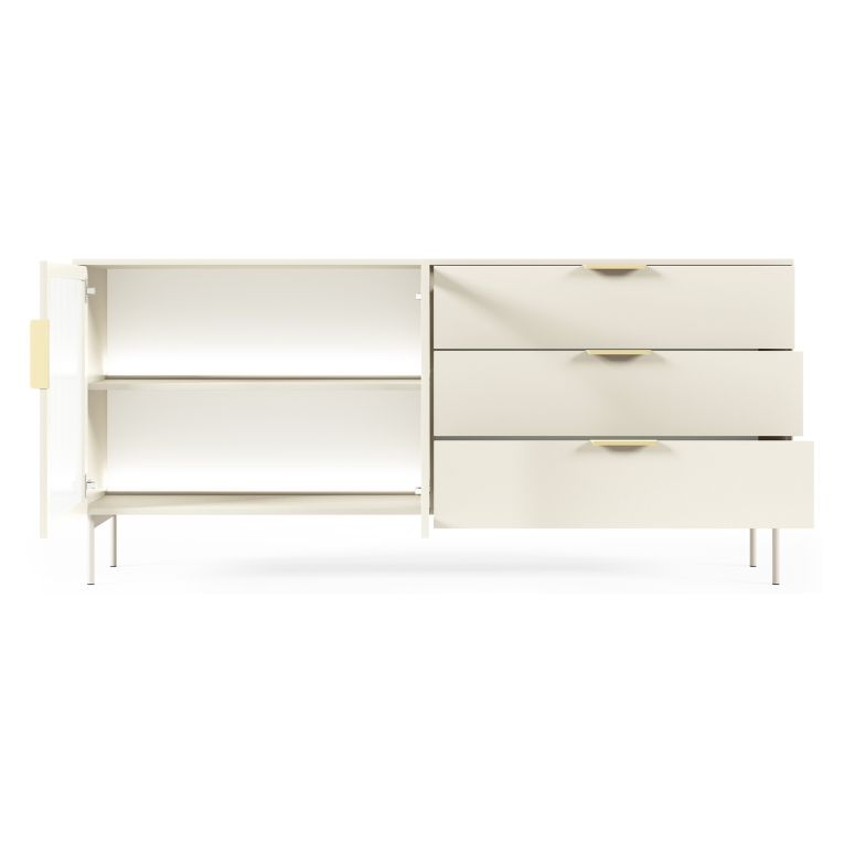 Credenza Beige Cashmere oro un Ripiano 3 Cassetti 181x39x83h cm, 2 Ante - Hara