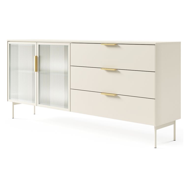 Credenza Beige Cashmere oro un Ripiano 3 Cassetti 181x39x83h cm, 2 Ante - Hara