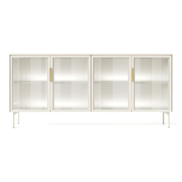 Credenza Beige Cashmere Trasparente 4 Ripiani Apertura Battente 181x39x83h cm, 4 Ante - Hapa