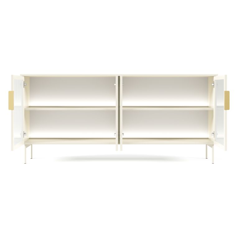 Credenza Beige Cashmere Trasparente 4 Ripiani Apertura Battente 181x39x83h cm, 4 Ante - Hapa