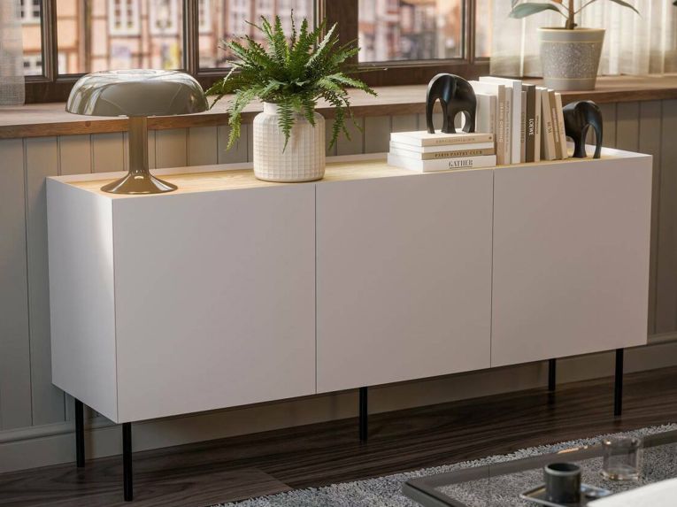Credenza beige e rovere 150x40x70h cm 3 ante - Verrone
