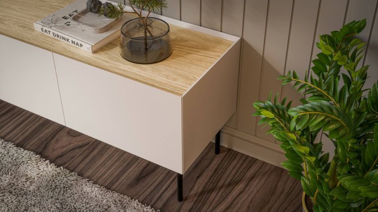 Credenza beige e rovere 200x40x70h cm 4 ante - Sagrado