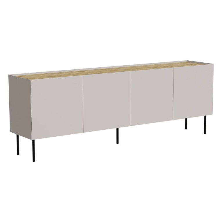 Credenza beige e rovere 200x40x70h cm 4 ante - Sagrado