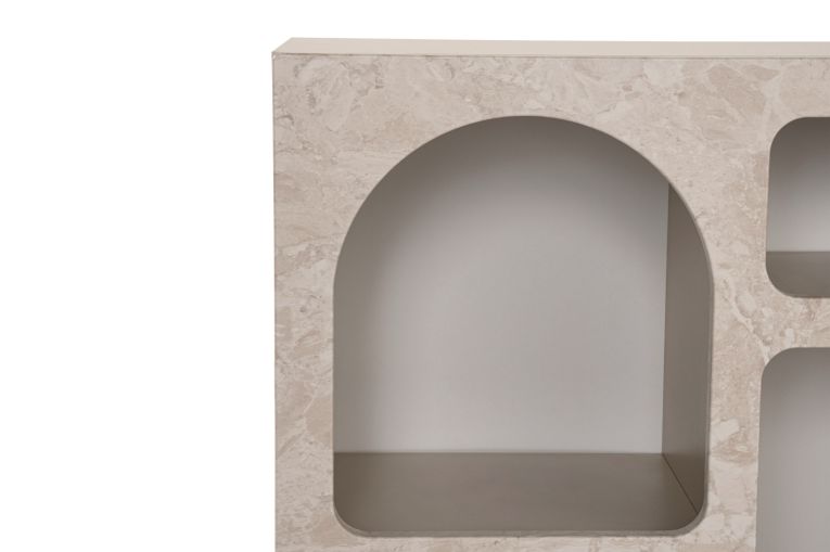 Credenza Beige Marmo 2 Ripiani 2 Vani 80x37x74h cm, Peso Supportato 4 kg - Arsenioet