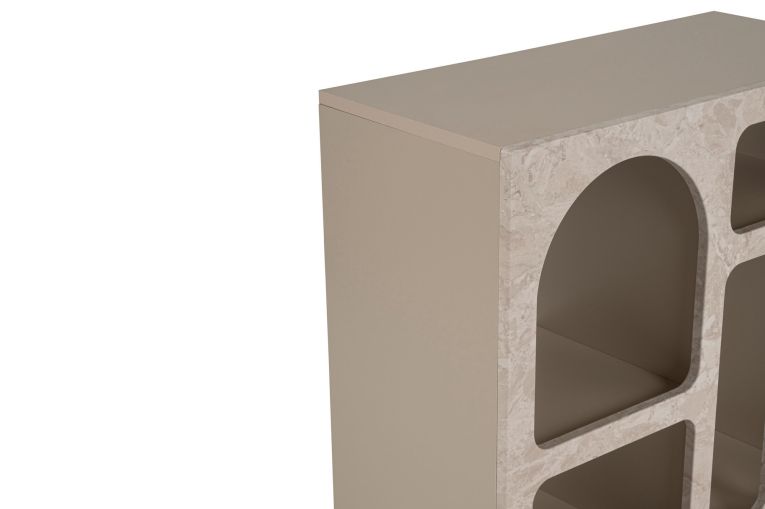 Credenza Beige Marmo 2 Ripiani 2 Vani 80x37x74h cm, Peso Supportato 4 kg - Arsenioet