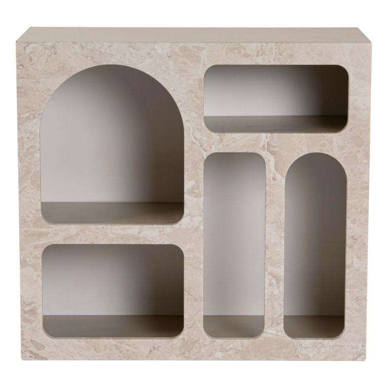 Credenza Beige Marmo 2 Ripiani 2 Vani 80x37x74h cm, Peso Supportato 4 kg - Arsenioet