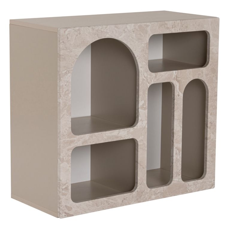 Credenza Beige Marmo 2 Ripiani 2 Vani 80x37x74h cm, Peso Supportato 4 kg - Arsenioet