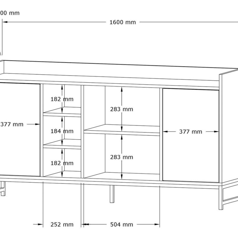 Credenza Beige Marmo 3 Ripiani 2 Ante 160x40x85h cm, 7 Vani - Gorzegno