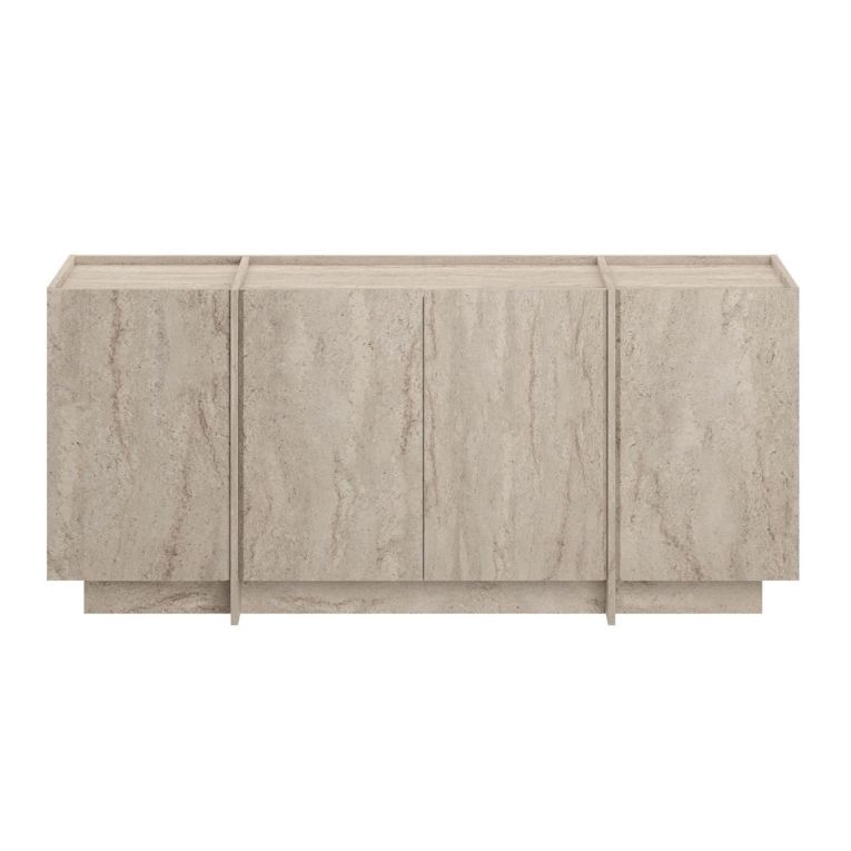 Credenza Beige Marmo 4 Ripiani 4 Ante 180x45x80h cm, 8 Vani - Nolona