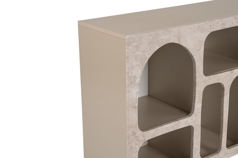 Credenza Beige Marmo 6 Ripiani 6 Vani 120x37x74h cm, Peso Supportato 4 kg - Arsenioiu
