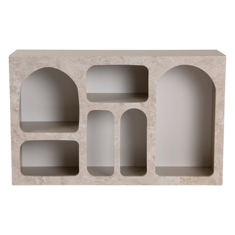 Credenza Beige Marmo 6 Ripiani 6 Vani 120x37x74h cm, Peso Supportato 4 kg - Arsenioiu