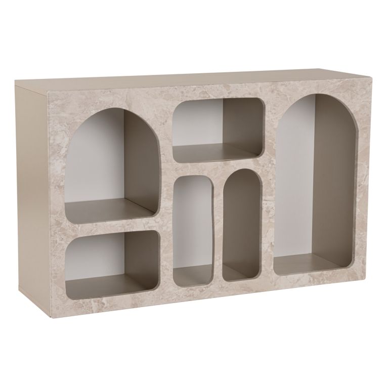 Credenza Beige Marmo 6 Ripiani 6 Vani 120x37x74h cm, Peso Supportato 4 kg - Arsenioiu