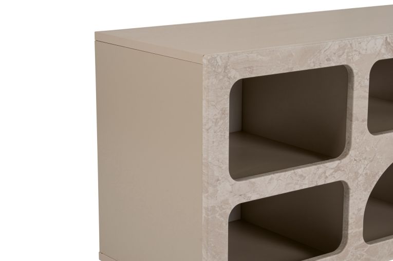 Credenza Beige Marmo 6 Ripiani 6 Vani 160x40x51h cm, Peso Supportato 45 kg - Arsenio