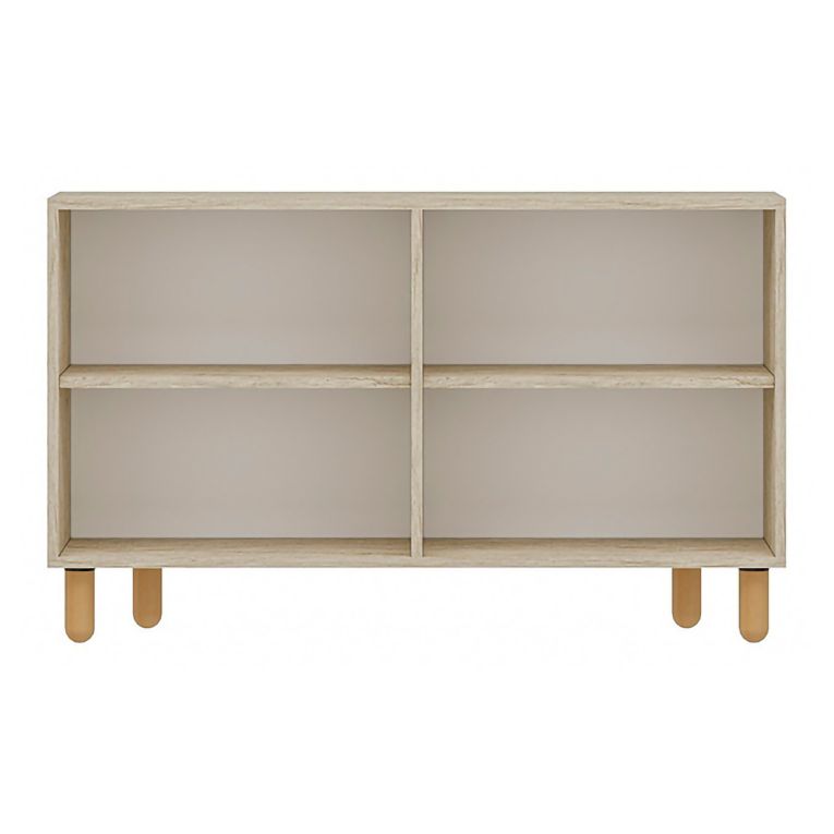 Credenza Beige Marmo Marrone Rovere 2 Ripiani 4 Ante 120x30x74h cm, 4 Vani - Venerina
