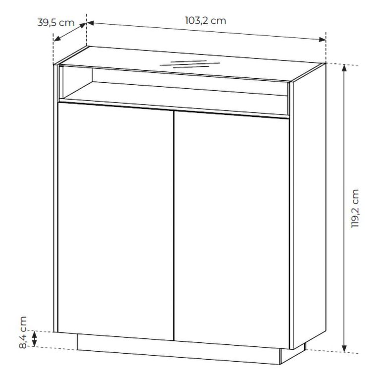 Credenza Beige Marrone 4 Ripiani Apertura Battente 103x40x119h cm, 2 Ante - Halane
