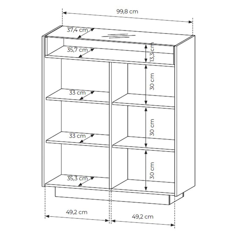 Credenza Beige Marrone 4 Ripiani Apertura Battente 103x40x119h cm, 2 Ante - Halane
