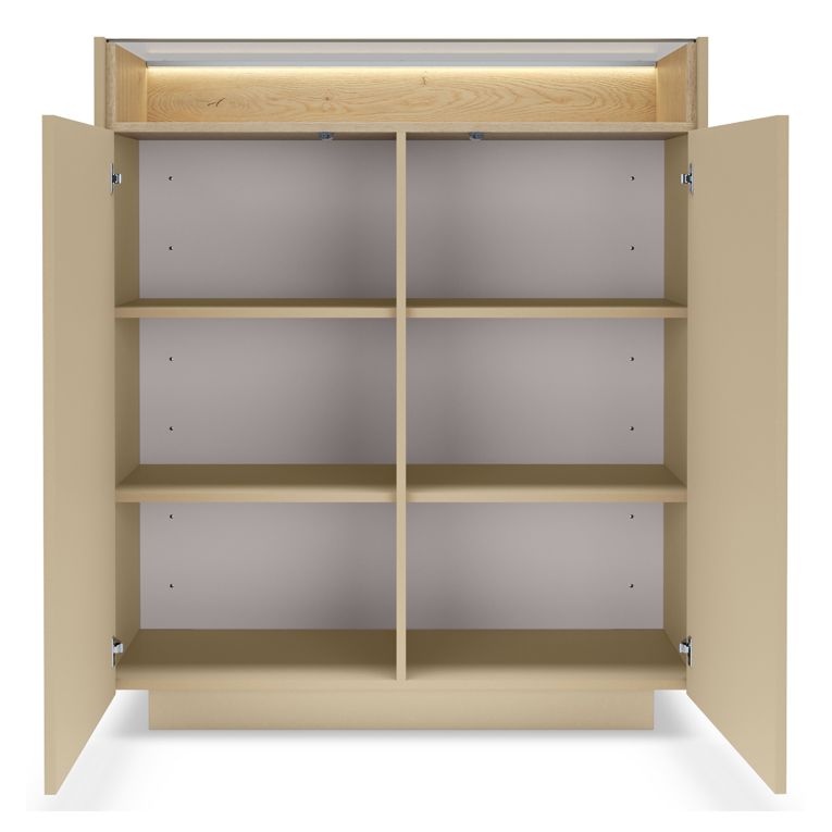 Credenza Beige Marrone 4 Ripiani Apertura Battente 103x40x119h cm, 2 Ante - Halane