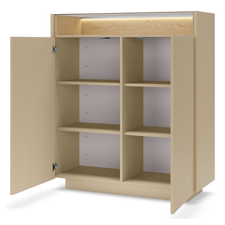 Credenza Beige Marrone 4 Ripiani Apertura Battente 103x40x119h cm, 2 Ante - Halane
