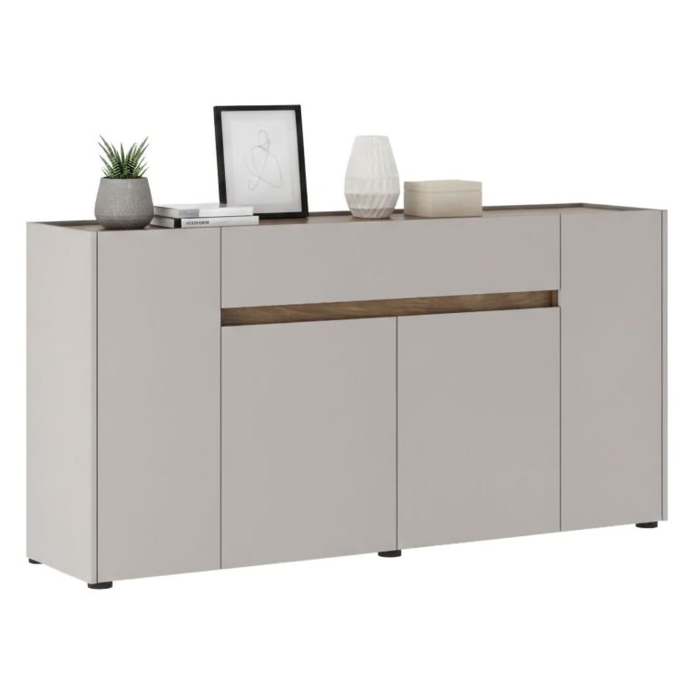 Credenza Beige Marrone Noce un Cassetto 3 Ripiani 170x40x85h cm, Apertura Battente - Cirimido