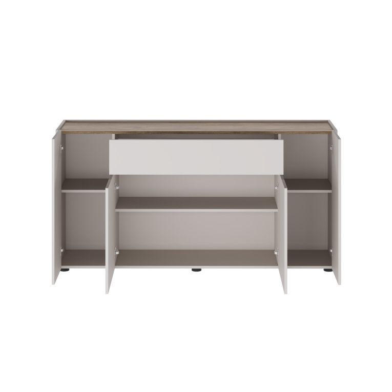 Credenza Beige Marrone Noce un Cassetto 3 Ripiani 170x40x85h cm, Apertura Battente - Cirimido