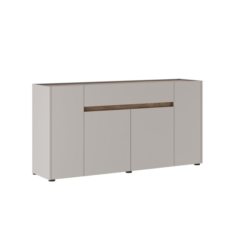 Credenza Beige Marrone Noce un Cassetto 3 Ripiani 170x40x85h cm, Apertura Battente - Cirimido