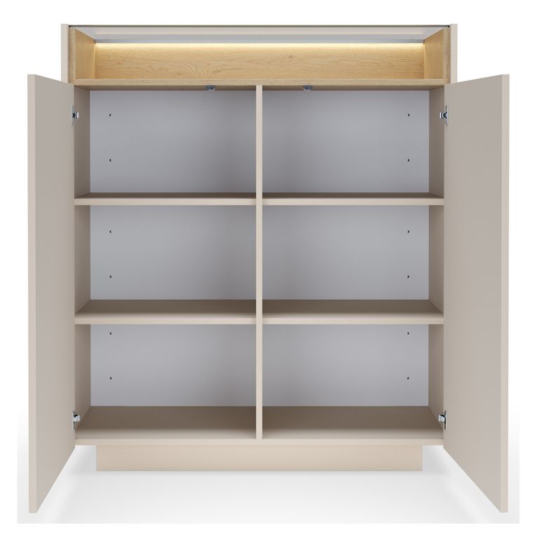 Credenza Beige Marrone Rovere 4 Ripiani Apertura Battente 103x40x119h cm, 2 Ante - Halane