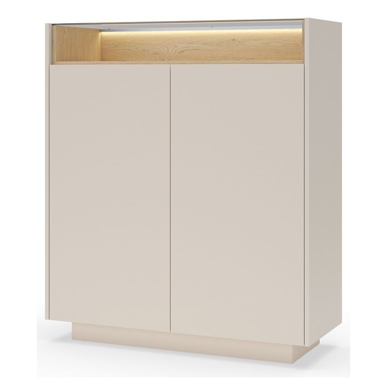 Credenza Beige Marrone Rovere 4 Ripiani Apertura Battente 103x40x119h cm, 2 Ante - Halane